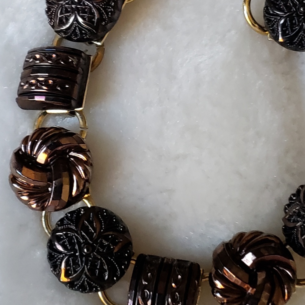 Vintage glass button bracelet & earrings NWT - Picture 2 of 3